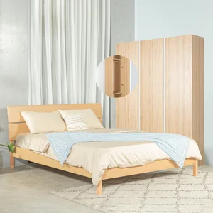 Combo Giường Ngủ VLINE & Tủ Quần Áo VIENNA 1m5 Màu Gỗ Tự Nhiên
